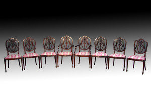 SOLD Antique Set of Eight Solid Mahogany Dining Chairs