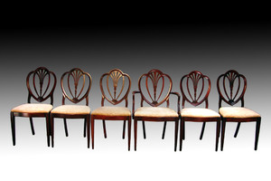 SOLD Set of 6 Duncan Phyfe Shield Back Dining Chairs