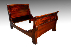 SOLD  Vintage Mahogany Empire Sleigh Bed