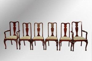 SOLD Antique Set of Six Queen Anne Dining Room Chairs