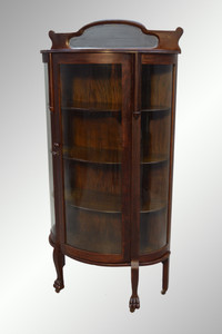 SOLD Antique Victorian Claw Foot Triple Curved Glass Mirror Back China Closet