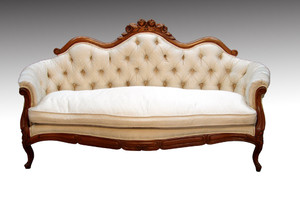 SOLD Antique Victorian Rose Carved Walnut Civil War Era Sofa