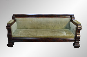 SOLD Antique Civil war Era Empire Period Flame Mahogany Sofa