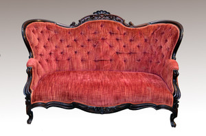 SOLD  Victorian Civil War Era Carved Sofa