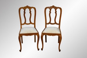 SOLD Pair of French Oak Carved Side Chairs