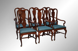 SOLD Set of 6 Dining Room Arm Chairs – fit under table top skirts!