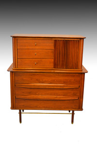 SOLD Walnut and Teak Tall Chest – Modernism