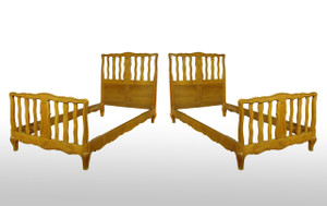 SOLD Pair of Twin Cherry Chippendale Style Beds