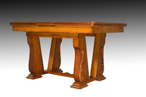 SOLD Oak Carved Drawer Leaf Dining Table