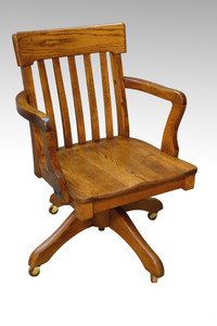 SOLD Oak Lawyers / Banker Refinished Swivel Tilt Office Chair