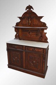 SOLD Antique Victorian Burl Walnut Huntsboard