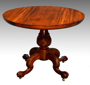 SOLD Antique Victorian Ball and Claw Mahogany Parlor Table 39” Round