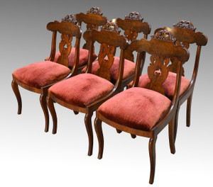 SOLD Antique Set of 6 Period Empire Civil War Era Dining Chairs