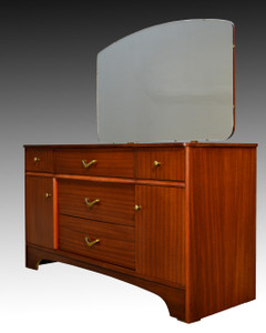 SOLD Teak Vanity with Beveled Mirror