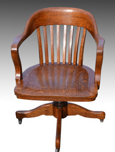 SOLD Oak Barrel Back Lawyers Office Swivel Chair