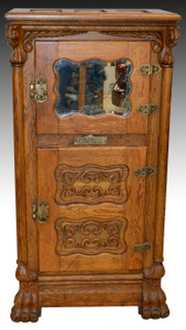 SOLD Rare Lion Head Mirror Ice Box by Belding