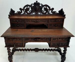 SOLD Carved French Barley Twist Desk