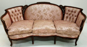 SOLD  French Victorian Shapely Carved Sofa