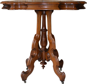 SOLD Victorian Carved Walnut Turtle Top Stand