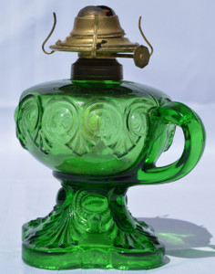 SOLD Green Bulls Eye Finger Stem Lamp