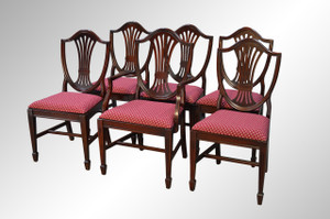 SOLD Set of Six Mahogany Duncan Phyfe Shield Back Dining Chairs