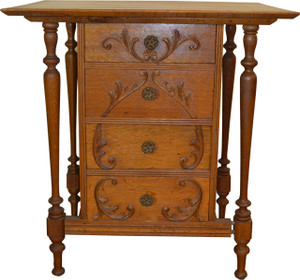 SOLD Oak Carved Music Box Stand