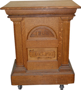 SOLD Oak Carved Raised Panel Lectern