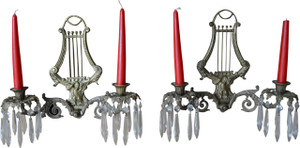 SOLD Pair of Brass Wall Candelabra Sconces