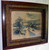 SOLD Victorian Oak Carved Picture Frame w/ Winter Moonlight Scene