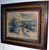 SOLD Victorian Oak Carved Picture Frame w/ Winter Moonlight Scene