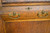 SOLD Oak Bookcase Slant Top Secretary Desk with bevel Mirror
