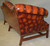 SOLD Leather Tufted Chippendale Camel Back Sofa