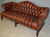 SOLD Leather Tufted Chippendale Camel Back Sofa