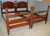 SOLD Pair of Mahogany Twin Size Cannonball Poster Beds