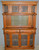 SOLD Oak Leaded Glass China Closet Sideboard Bar Cabinet with Mirror Back