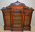 SOLD Victorian Burl Walnut Triple Door Carved Bookcase