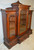 SOLD Victorian Burl Walnut Triple Door Carved Bookcase