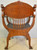 SOLD Tiger Sawn Oak Barrell Seat Arm Chair Carved