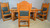 Carved Oak Library Table Desk with Oak Chairs (listed separately)