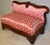 Upholstered Flame Mahogany Window Seat Hall Bench Settee Side View