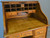 SOLD Antique Oak Ladies Raised Panel Roll Top Desk