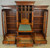 SOLD Antique Bookcase, Victorian Burl Walnut Breakfront Triple Door Bookcase