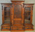 SOLD Antique Bookcase, Victorian Burl Walnut Breakfront Triple Door Bookcase