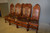 SOLD Antique Heavily Carved Oak Chairs - Unusual Leather