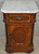 SOLD Antique Victorian Burl Oval Panel Marble Top Half Commode