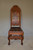Antique Heavily Carved Oak Chairs - Unusual Leather #22020