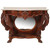 SOLD Antique Swan Carved Mahogany Marble Top Console Table