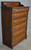 SOLD Antique Victorian Burl Walnut Six Drawer Tall Chest with Gallery