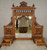 SOLD Antique 1890s Oak Marble Top Vanity Writing Desk with Bevel Mirror