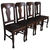 SOLD Antique Set of Four Oak Dining Chairs – Tiger Sawn, Early 1900s